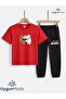 T-Shirt with Bags and Bear Print, Sweatpants (with Pockets), Top and Bottom Children's Set
