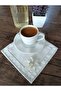 6 Embroidered Cocktail & Coffee Presentation Napkins with Flower Brooches