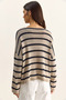 Women's Beige Navy Blue Striped Boat Neck Off Shoulder Relaxed Cut Slim Knitwear Sweater Tk261043 60286173 - 7