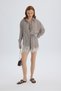 Sivota Lace Detail Striped Brown Shirt Shorts Set - 3