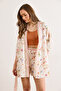 Women's Ecru Patterned Muslin Kimono Kmn-00000073 - 5