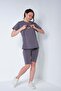 Maternity Breastfeeding Detailed Adjustable Waist Short Sleeve Leggings Set Gray - 7