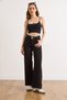 Women's Black Belt Pack Washable Wide Leg Gabardine Pants Pnt-19000396 - 2