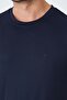 Navy Blue Patternless Men's Basic T-Shirt - 4