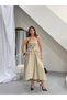 Women's Button and Belt Detailed Cotton Trench Strapless Dress - 7