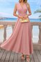 Women's Strappy V-Neck Long Imported Dress with Waist Corset Detail Crepe - 2
