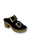 Champs-elysees k505-26 suede anatomical double strap wedge heel women's slippers