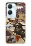 Vivo Y18 Compatible Cowboy Western Collage Patterned Transparent Phone Case
