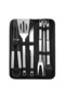 9-Piece BBQ Grill Tool Set Silver 35centimeter