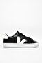 Women's Black White Rubber Sole Comfortable Lace-Up Sneakers