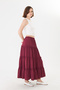 Burgundy Maxi Layered Skirt with Volan Detail / Summer High Waist Comfortable Cut Casual & Stylish Combination - 6