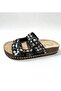 26Y106 Women's Stoned Two t Buckled Cork Sole Comfort Slippers - 2