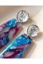 Blue Venus Long Polymer Clay & Epoxy Handmade Nail Earrings (Stainless Steel Apparatus) - 3