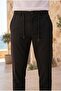 Partain Carrot Cut Herringbone Fabric Boyfriend Fit Jogger Pants Men's Trousers - Black - 2