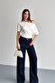 Bele Oturan Kayık Yaka Natural Viscose Blouse - 3