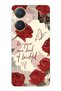 Vivo Y27 Compatible Red Rose Patterned Transparent Phone Case