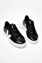 Women's Black White Rubber Sole Comfortable Lace-Up Sneakers - 4
