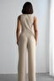 Women's Linen Textured Vest and High Waist Loose Pants Set - 3