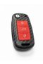 Volkswagen Jetta Polo Golf Seat Skoda Black-Red Carbon Key Case Cover with 3 Keys