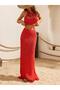 Summer Lace-Like Knit Patterned Knitwear Cropped and Long Skirt Set - 5