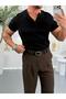 RL İnce Fitilli Henley Yaka Tshirt - 3
