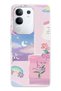 Vivo Y29 Compatible Pastel Floral Moon and Rainbow Patterned Transparent Phone Case