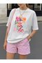 Women's Be Still Know Printed White T-Shirt- Striped Pink-White Shorts Top and Bottom Set