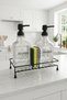 Black Square Metal 2-Piece Liquid Soap Dispenser Stand 250 ml 500 ml Compatible with 2 Glass Bottles - 3