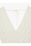 Slim Fit Short Sleeve V-Neck Blouse with Tie Detail - 6