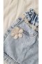 Girl's Daisy Embroidered Lace Pack Waist Denim Shorts - 4