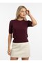 Women's Crew Neck Braided Knitwear Short Blouse - 3