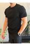 Men's Relaxed Fit Corded Fabric Knitwear Tshirt Black Eca069 - 4