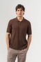Half Zip Polo Collar Knitwear T-Shirt with Half Zipper Detail