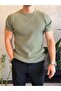 Men's Relaxed Fit Corded Fabric Knitwear Tshirt Khaki Eca069 - 2