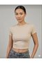 Women's 2-Piece Circular Neck Camisole Ribbed Fabric Body-Hugging T-Shirt - 3