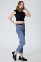 Women's Blue Slim Mom Jean Pants – High Waist Lycra Stretch Denim - 3