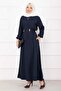 Modal Fabric Hijab Dress with Waist Tie - 2