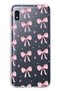 Samsung Galaxy A10 Compatible Pink Bow Patterned Transparent Phone Case