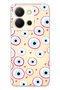 Vivo Y36 Compatible Pink Evil Eye Bead Patterned Transparent Phone Case