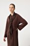Modal Cupra Asymmetrical Knot Detailed Dress Brown - 4