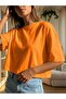 Women's Oversize Crew Neck Crop T-Shirt - 4
