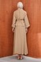 Beige Zippered Eyelet Belted Jacket and Skirt Set - 6