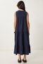Flounced Summer Muslin Dress Lmx0087 Dark Blue - 6