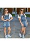 Girl's Heart Detailed Denim Salopet Dress with White T-Shirt Stylish Combination 2515