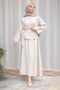 Stone Hidden Button Waist Belted Shirt Skirt Set - 2
