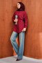 Burgundy Buttoned Modal Shirt with String Tie - 5