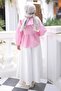 Pink Elastic Sleeves Front Tie Shirt - 3