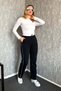 Women's High Waist Lace-Up Sweatpants with Side Piping and 2 Straps 3036