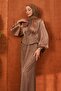 Mink Collar Detailed Laced Evening Dress - 3