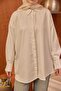 Ecru Oversized Tunic with Hidden Buttons - 4
